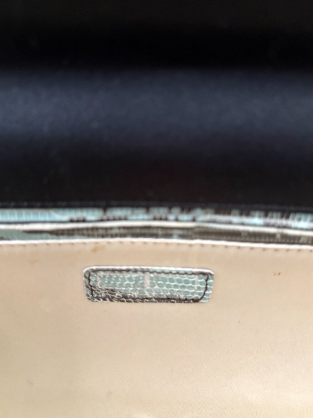 Auth. TARDINI Italy Genuine Karung Lizard & Satin Baguette Evening Bag - Picture 7 of 7